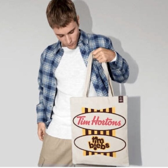 Tim Hortons "Tim Biebs" cotton canvas tote bag - Picture 1 of 5